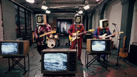 band with tv heads