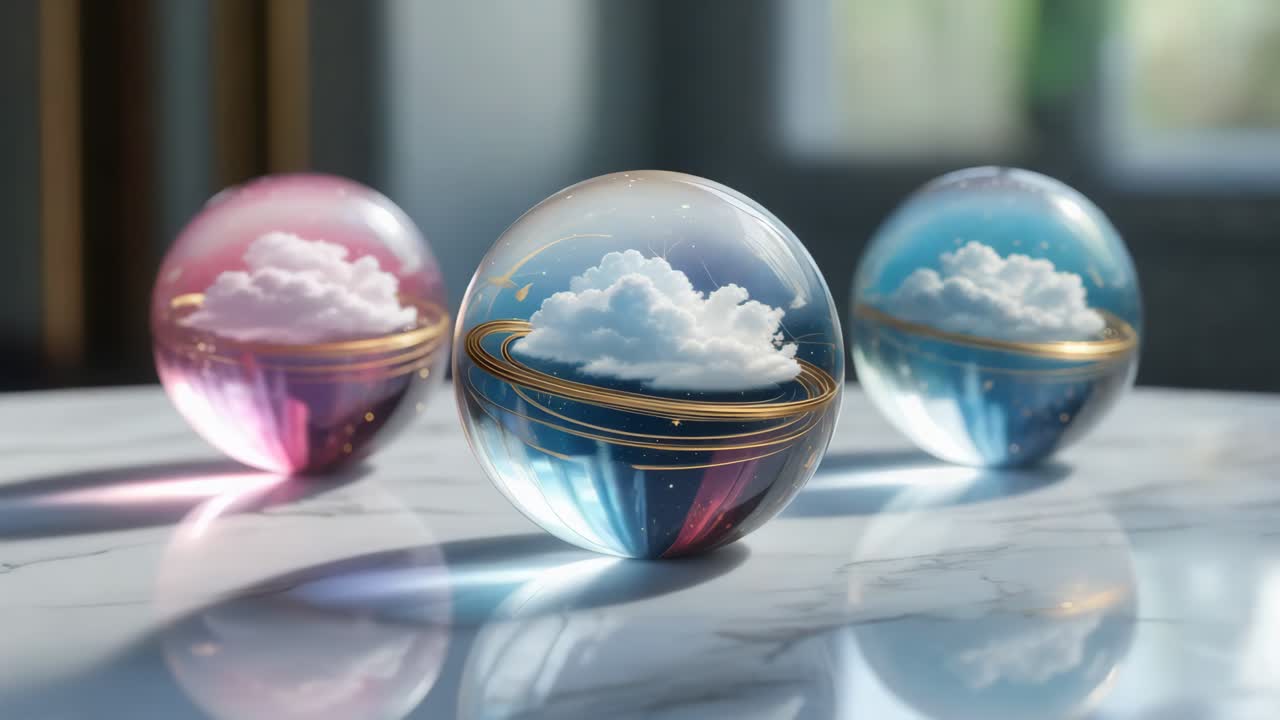 구름을 가진 추상적인 유리 구