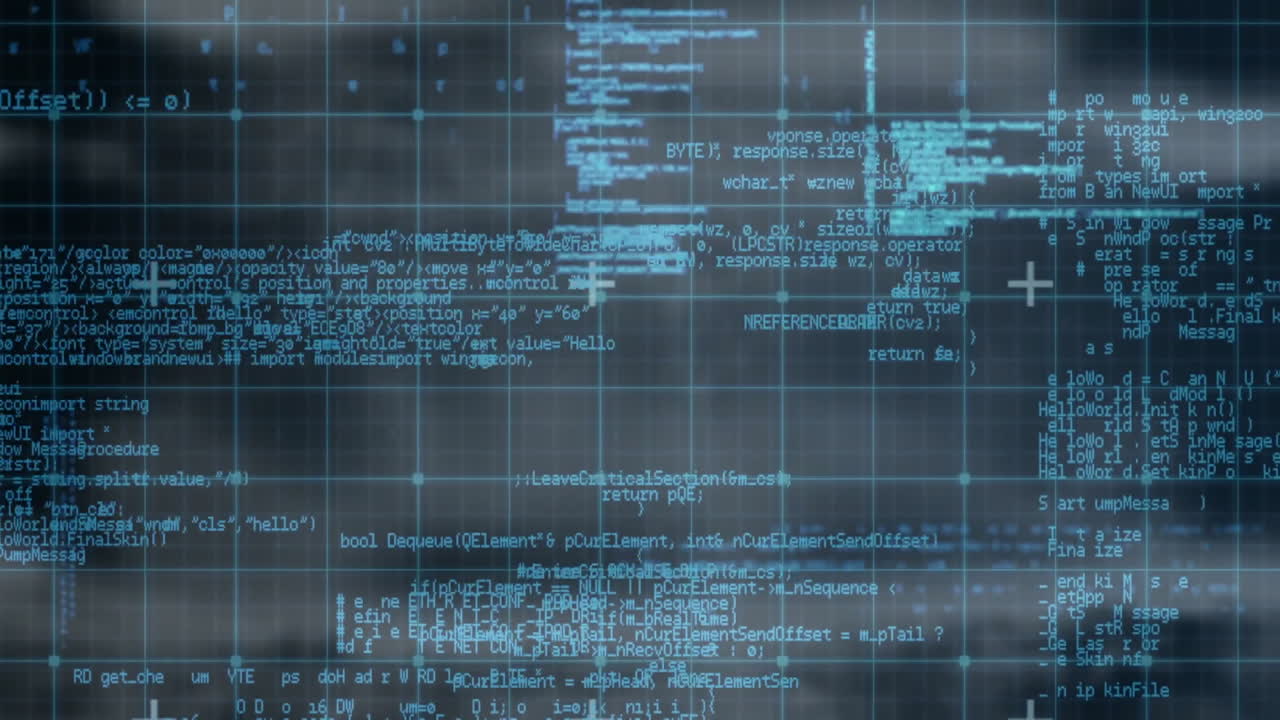 Grid with plus signs and blue abstract background animation