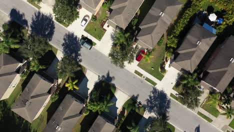 top down drone shot of detached houses