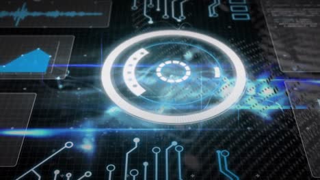 animation of data processing and computer circuit board