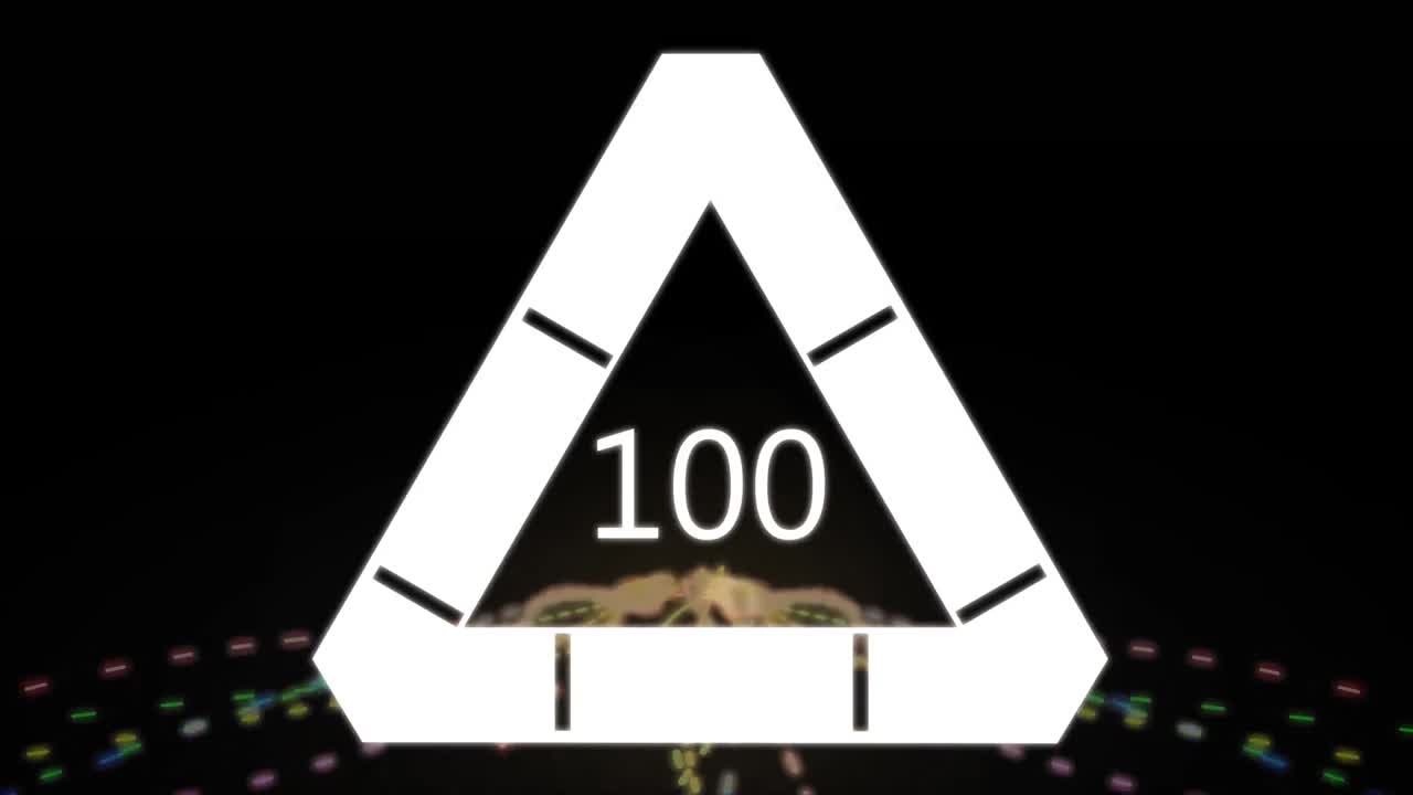 animación de la barra de carga del triángulo sobre formas en movimiento.