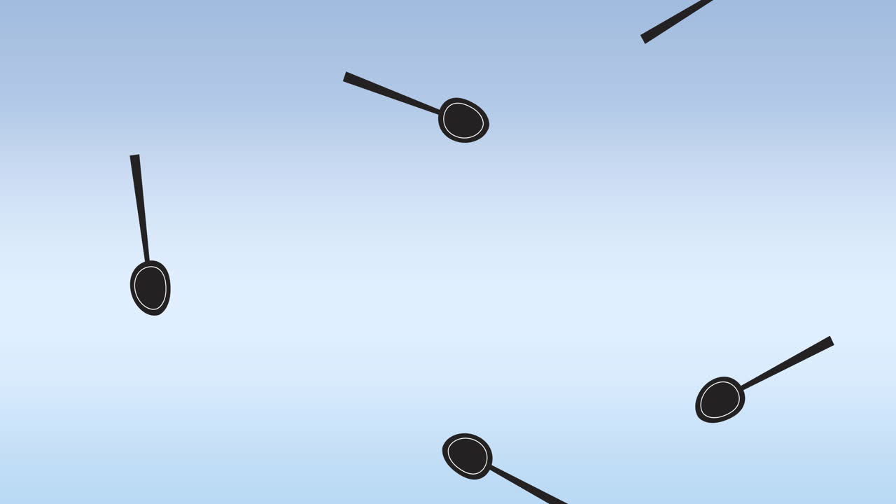 Composition of spoon icons on blue background