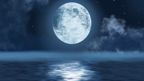 Moon-above-water-at-night-animation