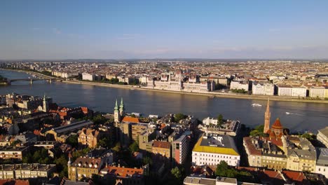 aerial view of parliament on danube riverside