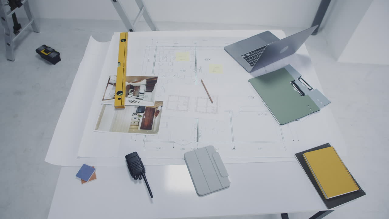 Top down of Architects Working Table