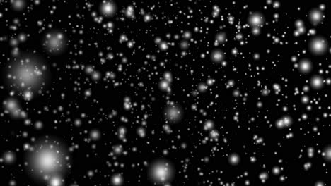 loop of snowfall with slowly falling snowflakes and black background