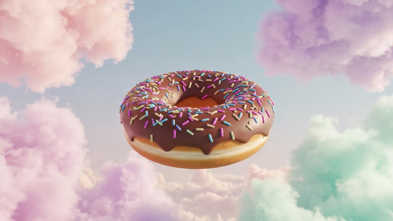 donut,chocolate,sprinkles,clouds,dessert,treat,sweet,food,floating,dreamy,colorful,fun,sugar,frosting,candy,baked,yum,whimsical,decadent,tasty,fluffy,airy,playful,indulgent,heavenly,snack,visual,art,cartoon,fantasy,yummy,vibrant,creamy,delight,soft,round,delicious,color,treats,imaginative