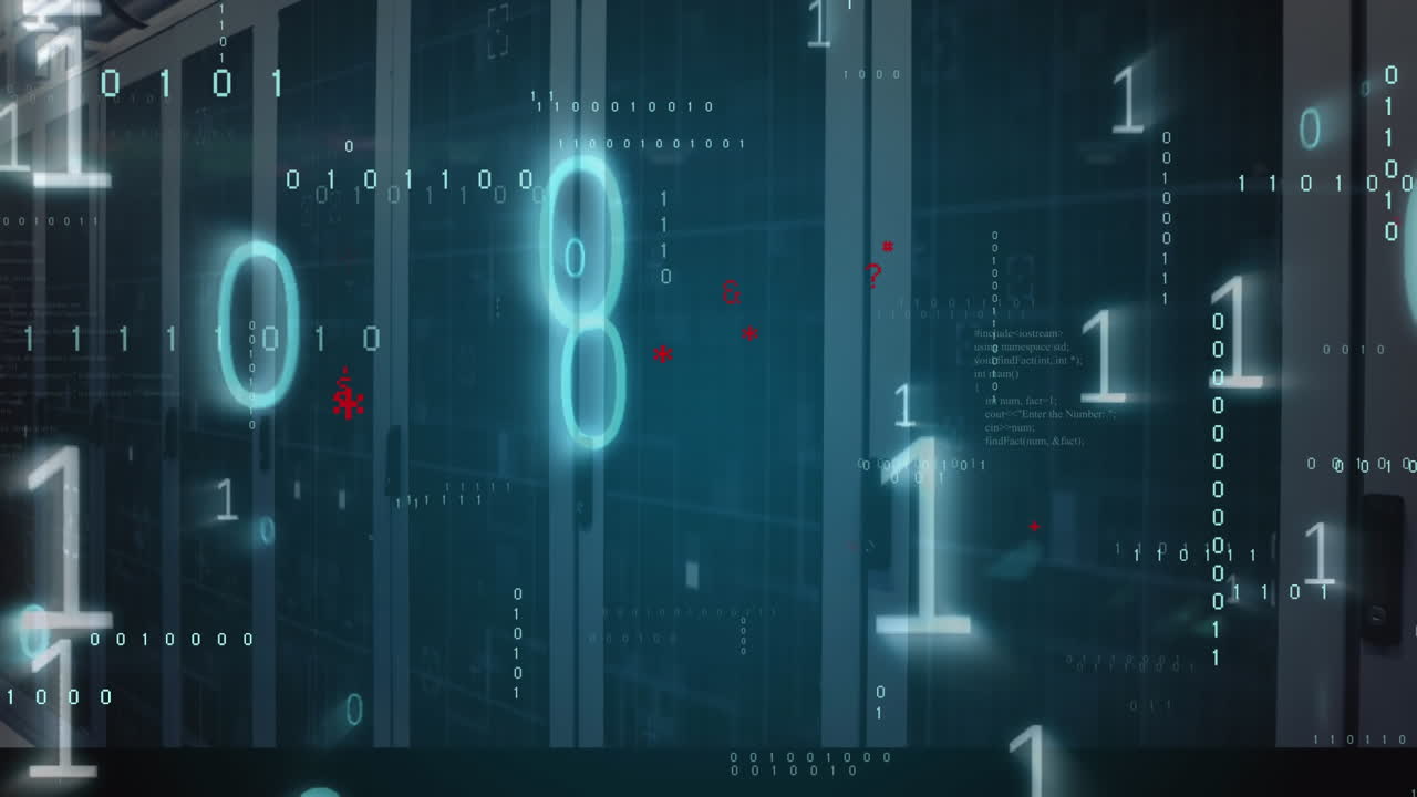 Animation of data processing over server room