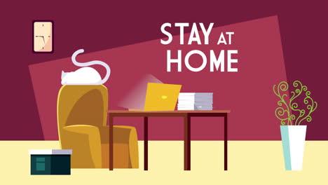 livingroom scene stay at home campaign animation