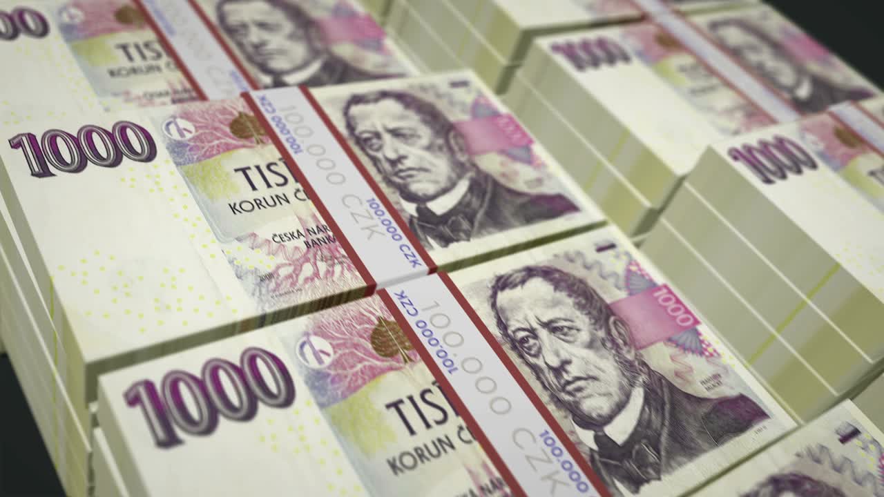 billetes de dinero en coronas checas en un bucle sin costuras