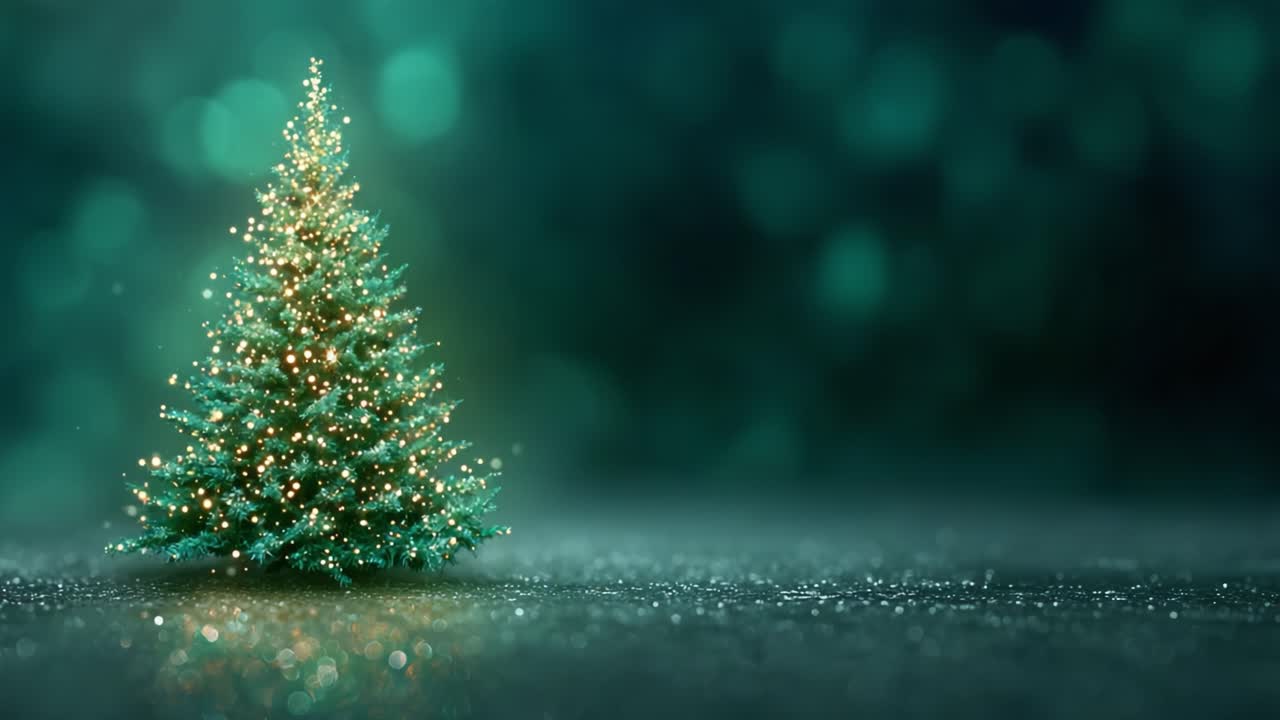 A Beautifully Lit Christmas Tree Sparkles in the Distant Background, Emitting a Warm Glow That Captures the Spirit of the Holiday Season with Festive Joy and Cheer