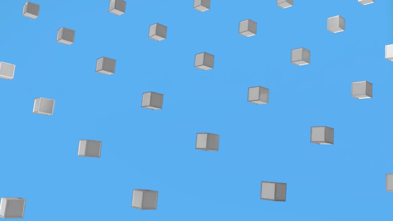 파란색 배경의 3d 회색 사각형