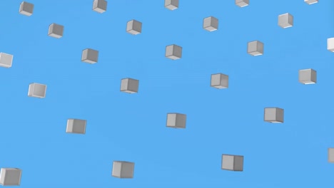 파란색 배경의 3d 회색 사각형