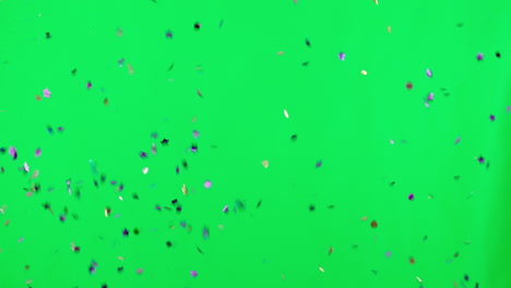 Celebration,-Confetti-and-against-a-green-screen