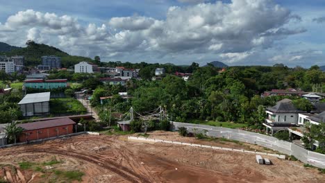 construction site in residential area with surrounding neighborhood