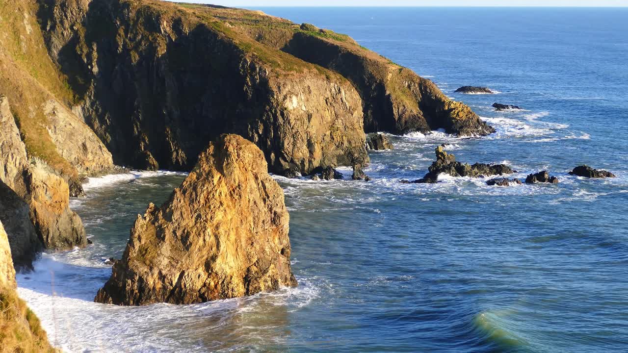 Irish Coast seaside with incoming tides Copper coast Waterford Ireland on a winter day