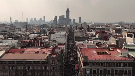 drone footage of madero street in mexico city's historic district