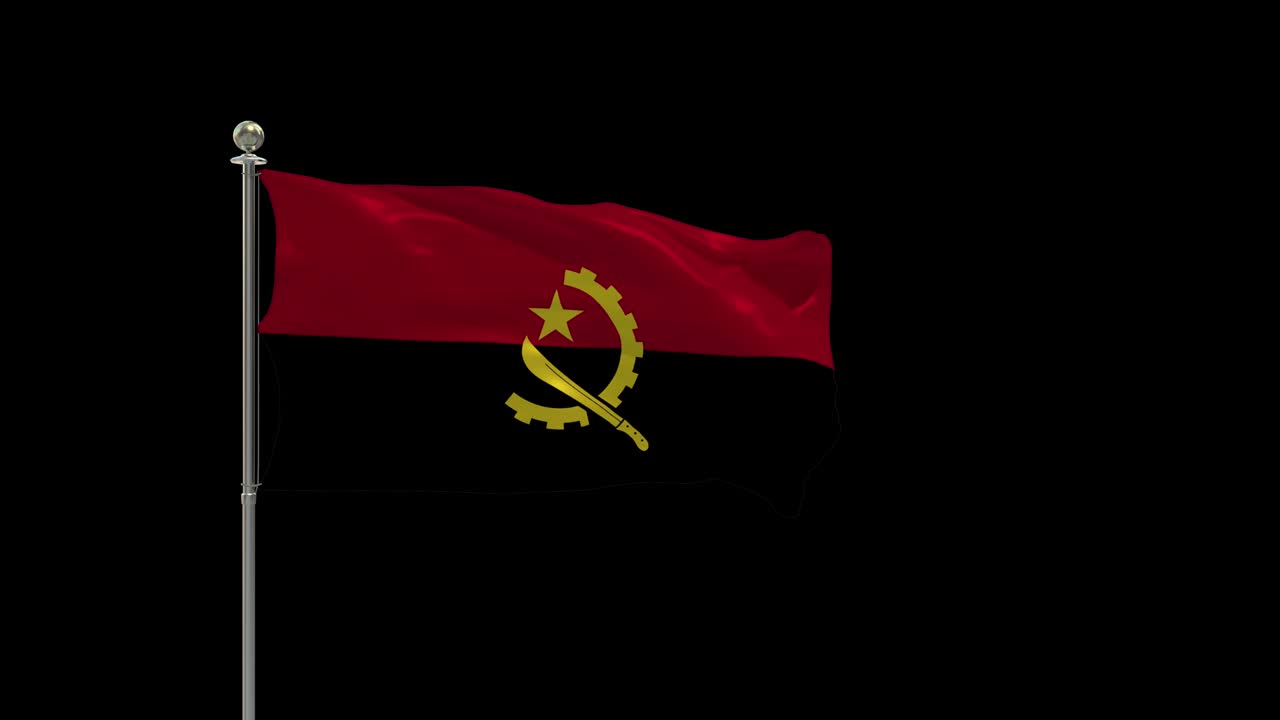 Angola Various Of Flags Waving National Flag On Pole, Table Flag