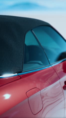 close-up of a red convertible car