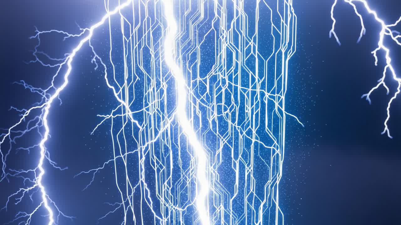 Stunning Visual Display of Lightning Strikes Paired with an Intriguing Pattern of Geometric Lines Capturing the Essence of Energy and Nature's Fury