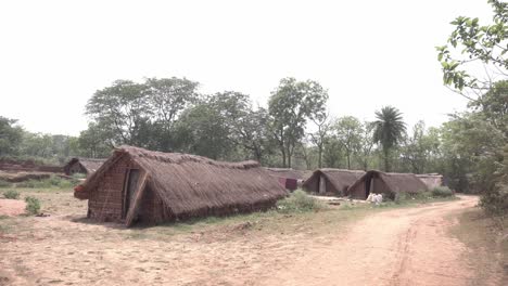 los indígenas de las zonas remotas de la india viven en chozas de barro y chozas con techo de paja