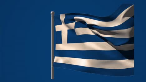 Animación-De-La-Bandera-De-Grecia-Ondeando-Sobre-Fondo-Azul-Oscuro.