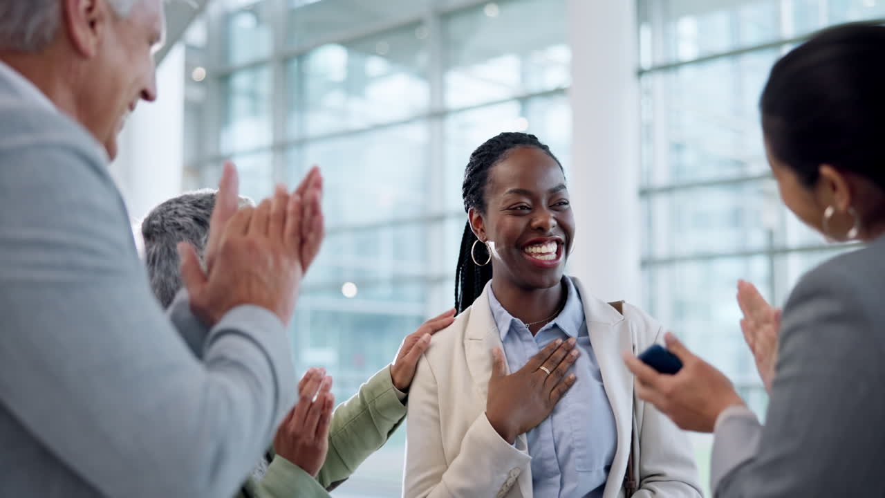 Excited business people, applause