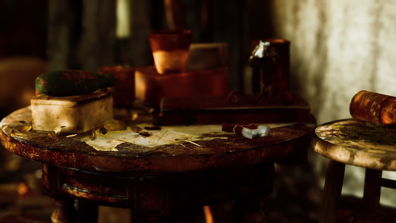 arruinado abandonado cubierto de plantas interior