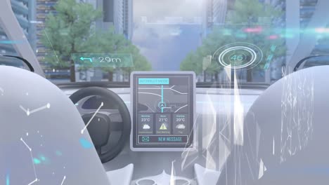 animation of data processing over dashboard in self drive car