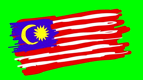 dibujo de la bandera de malasia en una pizarra verde aislada