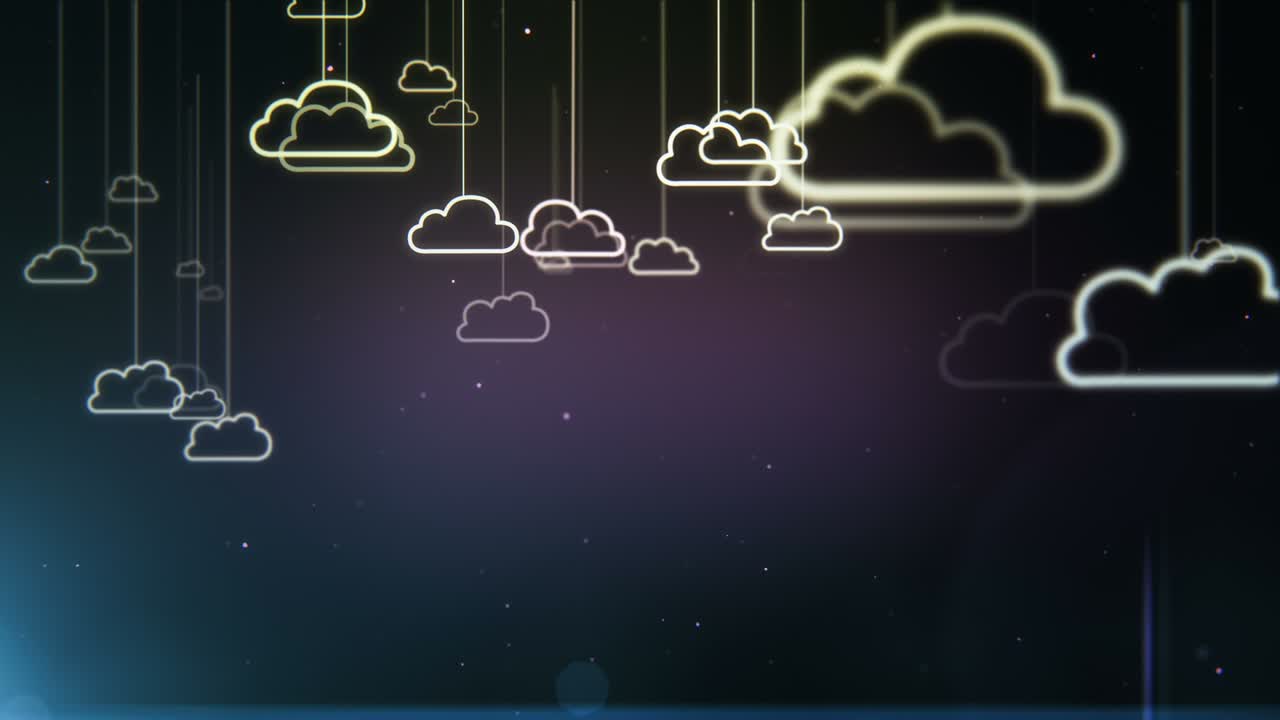 grupo de símbolos de nubes abstractas animación plana