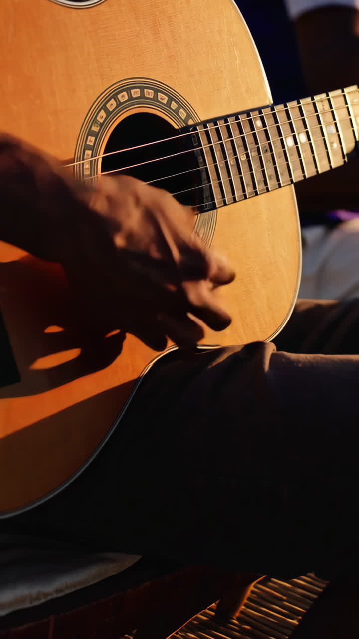 Beach Musicians Playing Guitars and Percussion