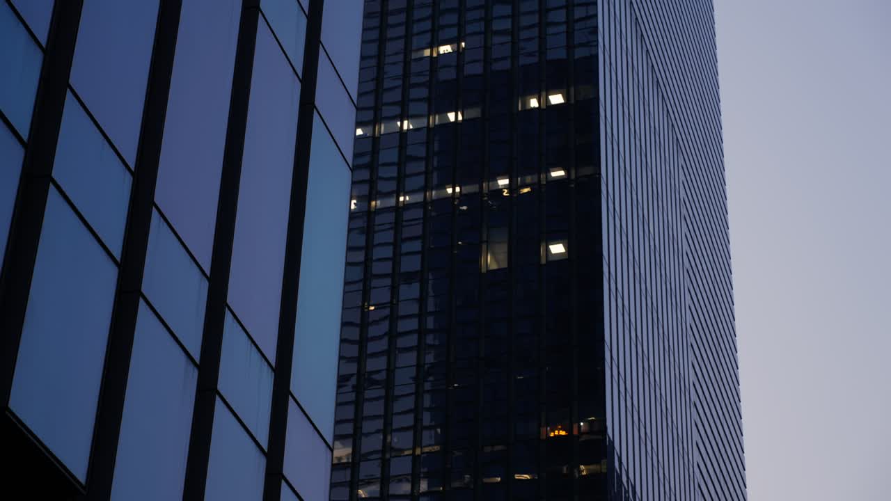 Glass Facade Of Modern High-rise Buildings In Gangnam, Seoul, South Korea. - low angle shot
