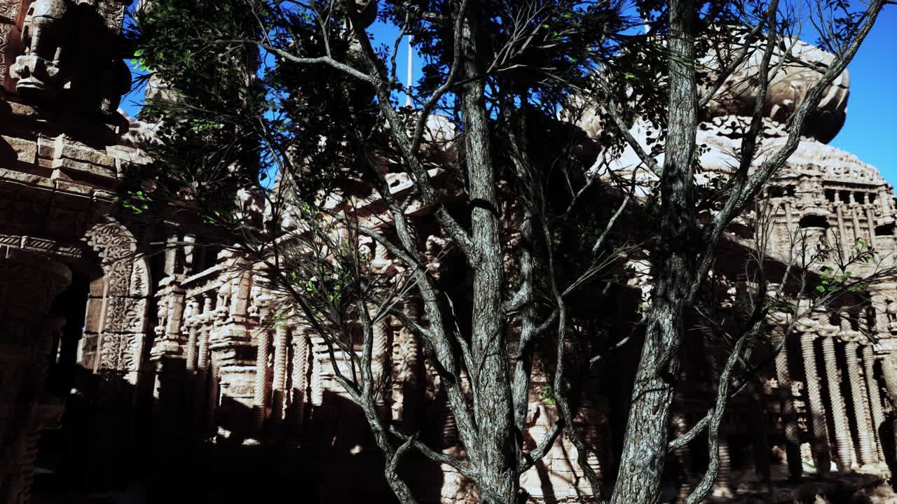 고대 사원 의 잔해 로 가득 찬 유적