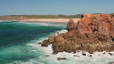 Aerial:-The-surf-beach-of-Bordeira-in-the-Algarve