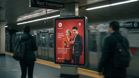 dynamic urban scenes: a snapshot of commuters interacting with eye-catching advertising in a subway station during peak travel hours