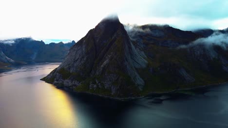 majestic mountain peak in lofoten islands, norway