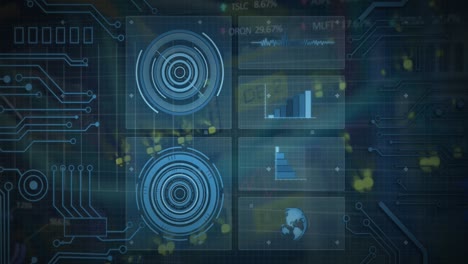 animation of data processing over server room