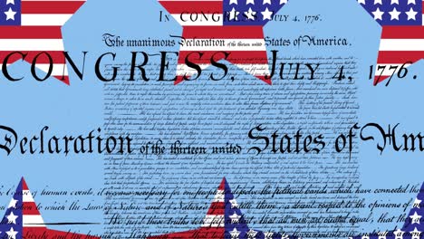 Animation-of-american-flag-stars-and-blue-layer-over-american-constitution-text