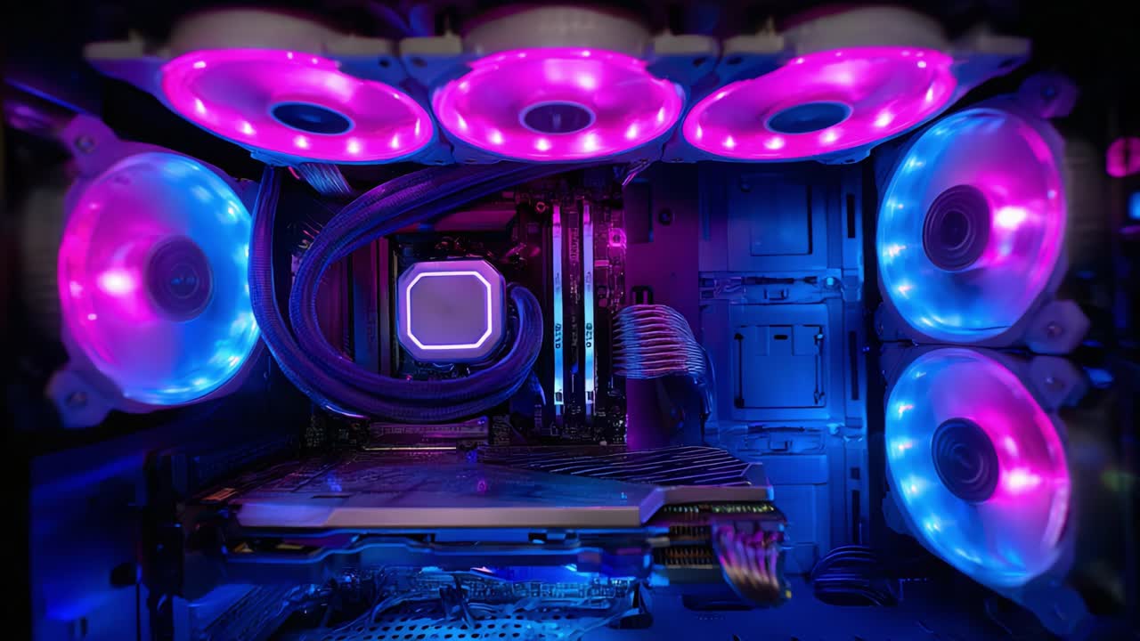 A Stunning Glimpse Inside a High-Performance Gaming PC Showcasing Vibrant RGB Lighting and Sleek Components for Enthusiasts and Gamers Alike