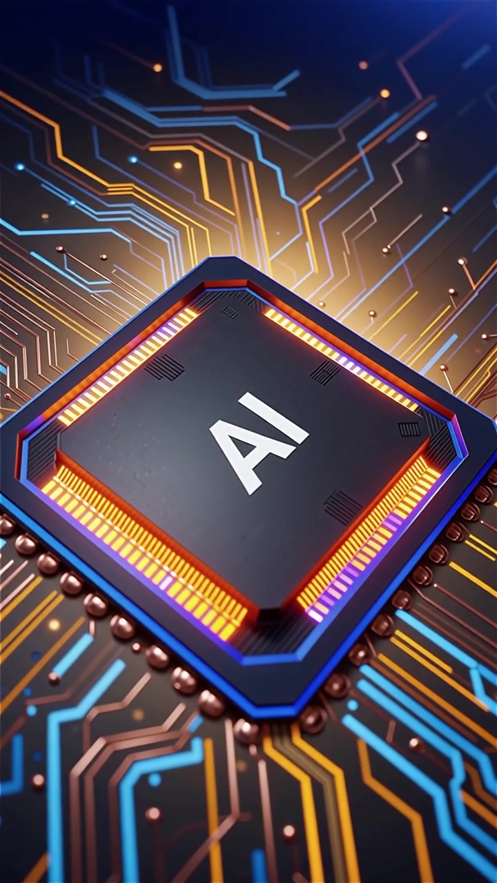 Futuristic AI Chip Motherboard Technology Background