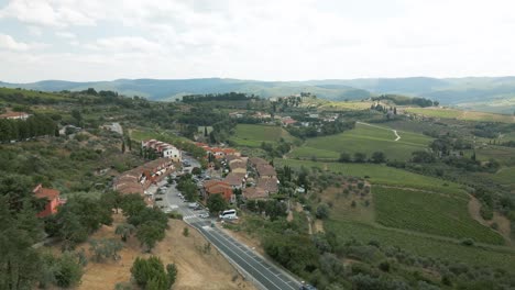 drone overlooking chianti, tuscan.
