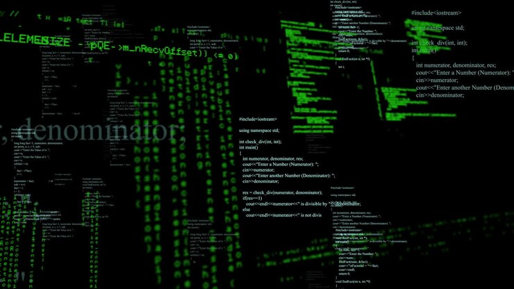 Animation of data processing on black background