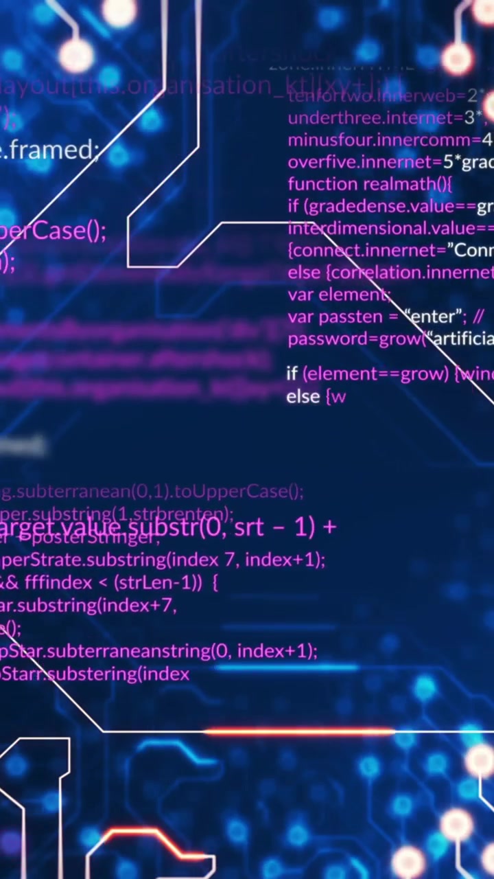 Animazione di elaborazione dati su sfondo blu