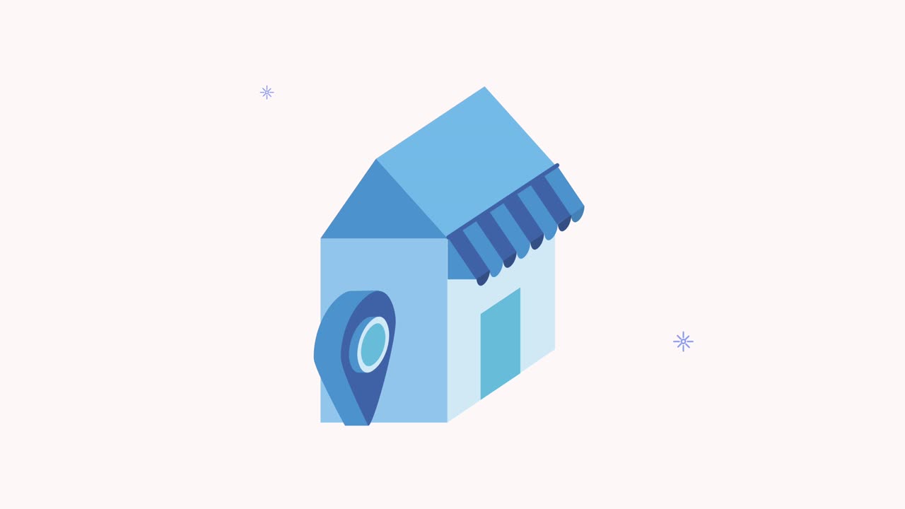 store building facade isometric animation