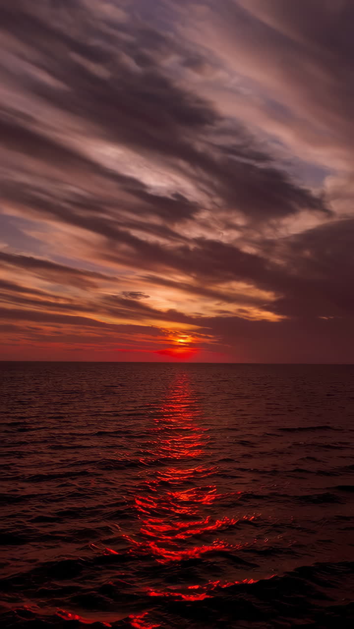 Sonnenuntergang über dem Ozean mit dramatischen Wolken