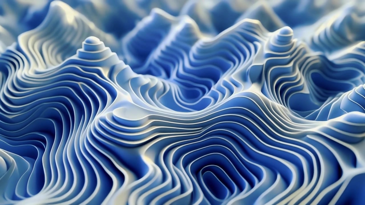Abstract 3D Blue Topographic Wave Motion Background