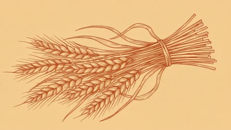 A Beautifully Rendered Illustration of a Wheat Bundle, Showcasing the Detailed Texture and Natural Beauty of Harvested Grains Against a Soft Background