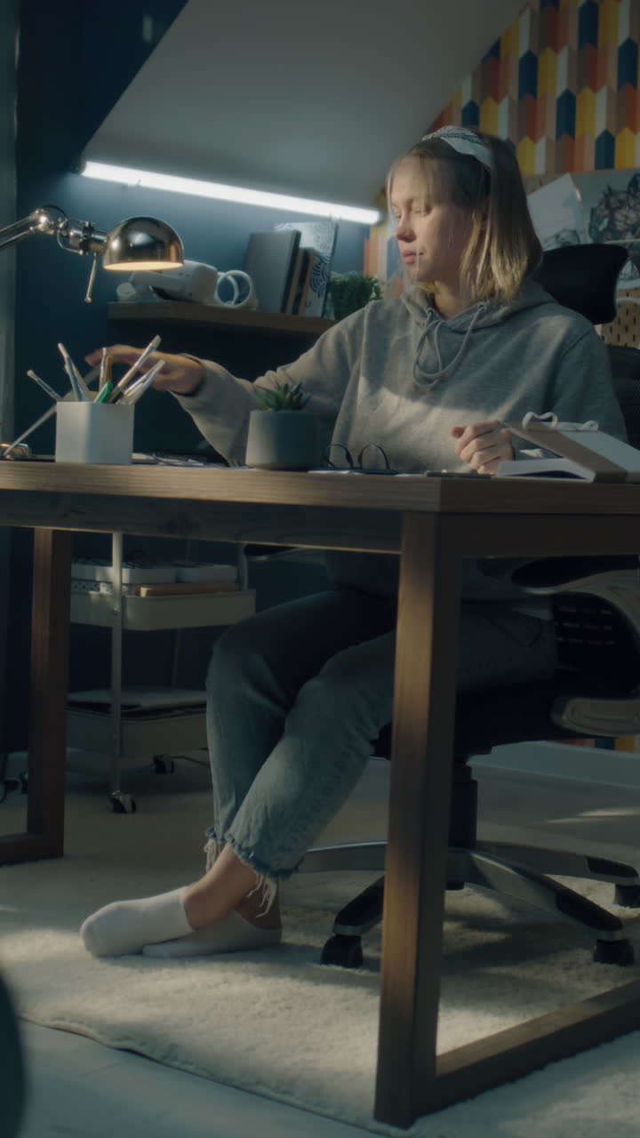 Woman Working at Home Office